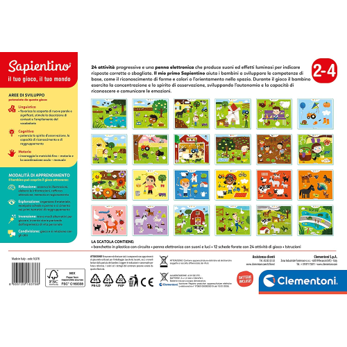 Eurotoys  8005125163786 - CLEMENTONI 16378 SAPIENTINO MIO PRIMO - TUTTI IN  FATTORIA, 24 schede attività, penna interattiva - 2 ANNI + - CLEMENTONI