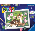 RAVENSBURGER 20178 CREA ART CERBIATTO fra i Fiori, Kit per Dipingere con i Numeri - 7 ANNI +