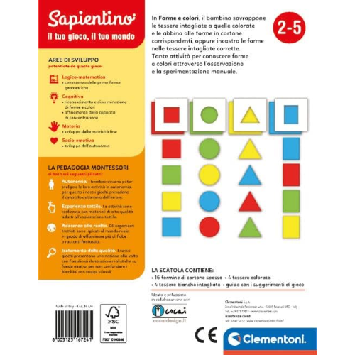 SAPIENTINO CLEMENTONI Forme e colori in festa - Gioco bambini 2+ anni