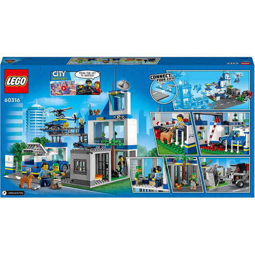 Eurotoys  LEGO 60316 CITY Police Stazione di Polizia, con Elicottero  Giocattolo e Camion della Spazzatura - LEGO - 5702017161914