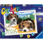 RAVENSBURGER 28939 CREA ART - CUCCIOLI JACK RUSSEL, Dipingere con i Numeri - 7 ANNI+