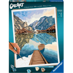 RAVENSBURGER 23612 CREART Lago di montagna, Kit per Dipingere con i Numeri, 30 x 40 cm, Pennello, Colori e Accessori,14+ Anni