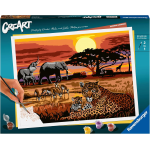 RAVENSBURGER 23548 CREART Vita nella Savana, Kit per Dipingere con i Numeri 30 x 40 cm, Pennello, Colori e Accessori, 14+ Anni