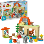 LEGO 10416 DUPLO Cura degli Animali di Fattoria Giocattolo, Gioco di Ruolo Educativo con Figure di Cavalli, Mucche e Galline - 2 ANNI+