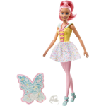 MATTEL FXT03 BARBIE DREAMTOPIA FATINA - Tema Caramelle Colorate con Capelli e Ali Rosa, Giocattolo per Bambini 3 + Anni