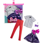 BARBIE GRC97 ABITI Barbie and Ken Fashion 2-Pack, Purple Dress with Bow and White Polka Dot Shirt with Bow Tie and Red Pants