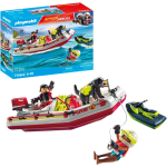 PLAYMOBIL 71464 Gommone dei Pompieri e acquascooter, Inclusi Maschere da Sub e Pinne - 4 ANNI+