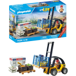 PLAYMOBIL 71528 Carrello elevatore, Lavoro logistico emozionante al Porto, Inclusi Pallet e numerosi Articoli di Magazzino